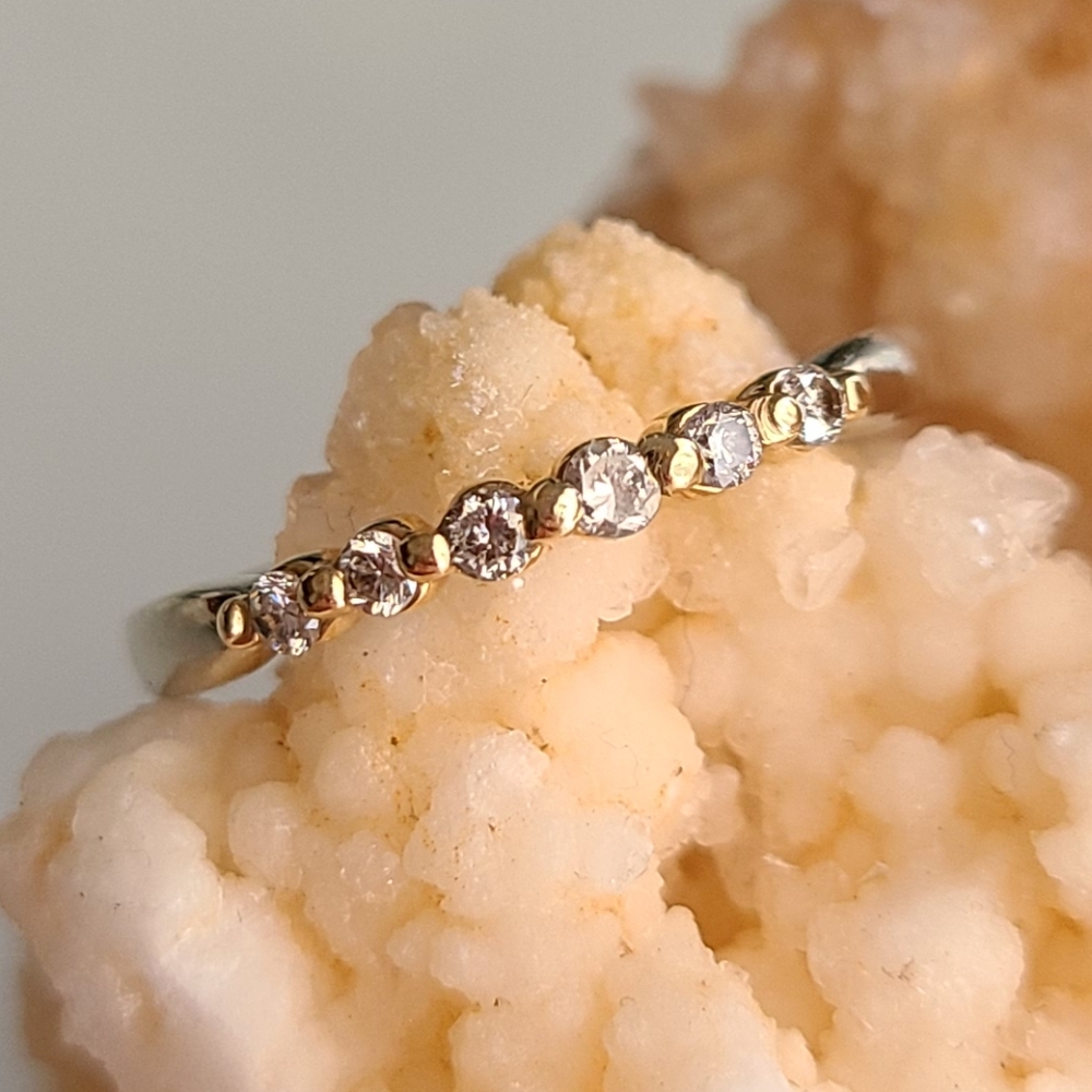 Vintage 14k White & Yellow Gold Diamond Band